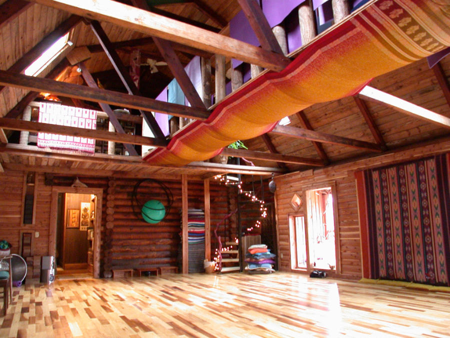 Interior of a wood lodge